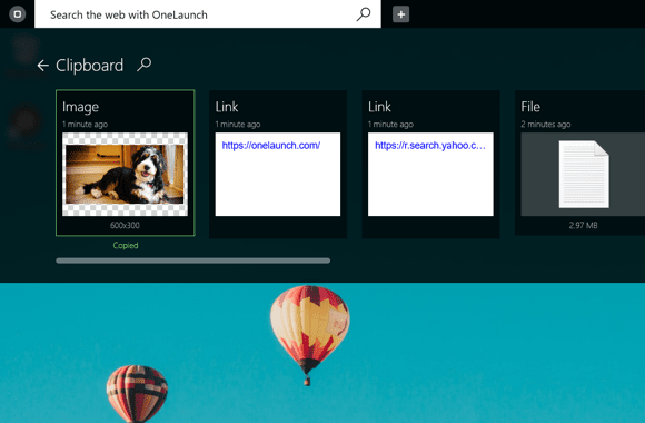 OneLaunch's Clipboard history feature